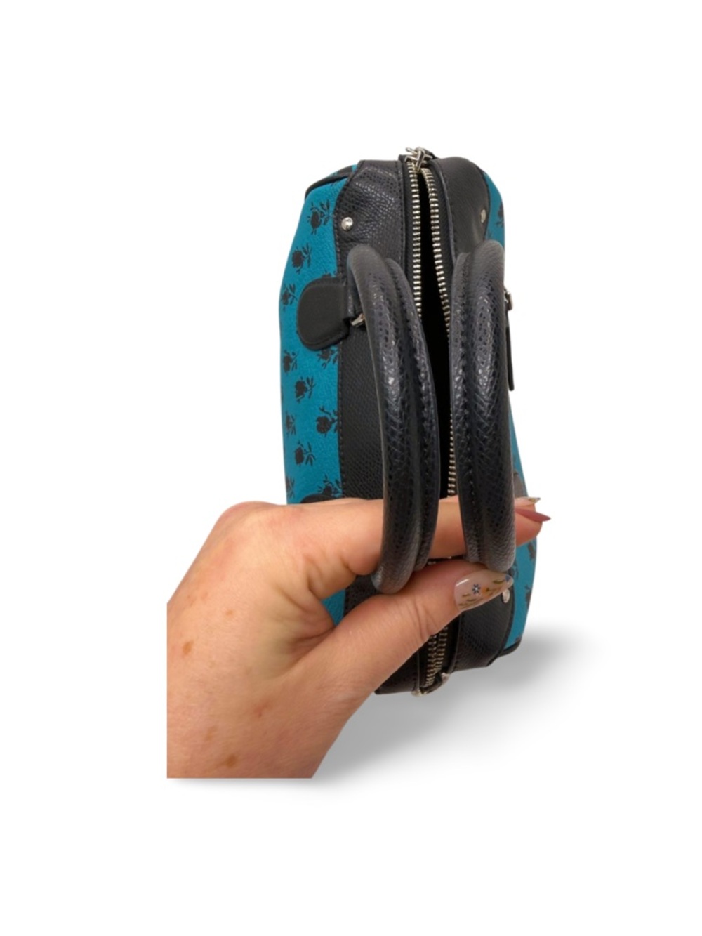 Coach Badlands Mini Bennett Satchel Blue Floral Print Leather Crossbody - Picture 11 of 15